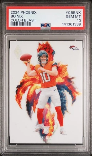 141361339 Bo Nix 2024 Panini Phoenix #CB-BNX Color Blast Rookie RC SSP PSA 10