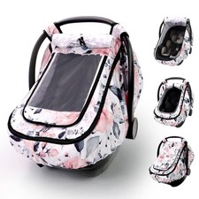 Car Seat Cover Baby Girls, Infant Car Seat Canopy Outdoor, 2 Layers with Mesh...