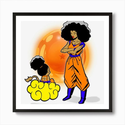 Super Black Saiyajin 1 Kunstdruck gerahmt Wandbild Poster Leinwanddruck Bild