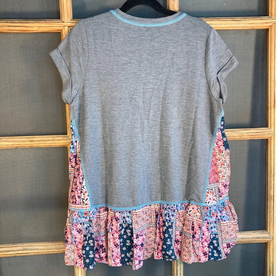 Túnica con volantes MATILDA JANE TALLA 12 niñas 435 gris aspecto retazos nueva con etiquetas Foto 2 de 4