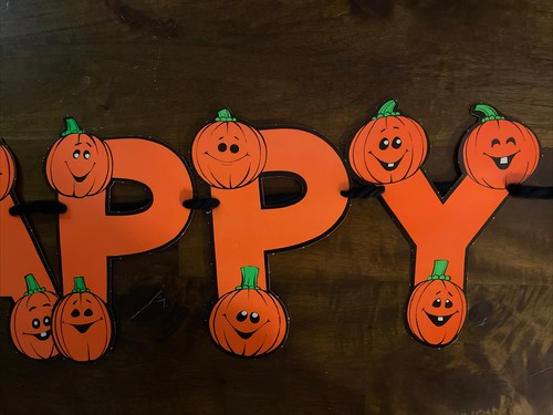 Long RARE Vintage Paper Happy Halloween Party Sign Banner Decoration 76” - Picture 3 of 7
