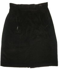 Laura Winston Velvet Skirt 6 Black Pencil Straight Velour High Waist 80s 90s Vtg