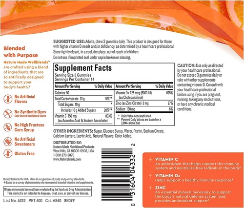 Nature Made Wellblends ImmuneMAX Vitamin C 750mg Dietary Supplement, 42-Gummies - Picture 5 of 9