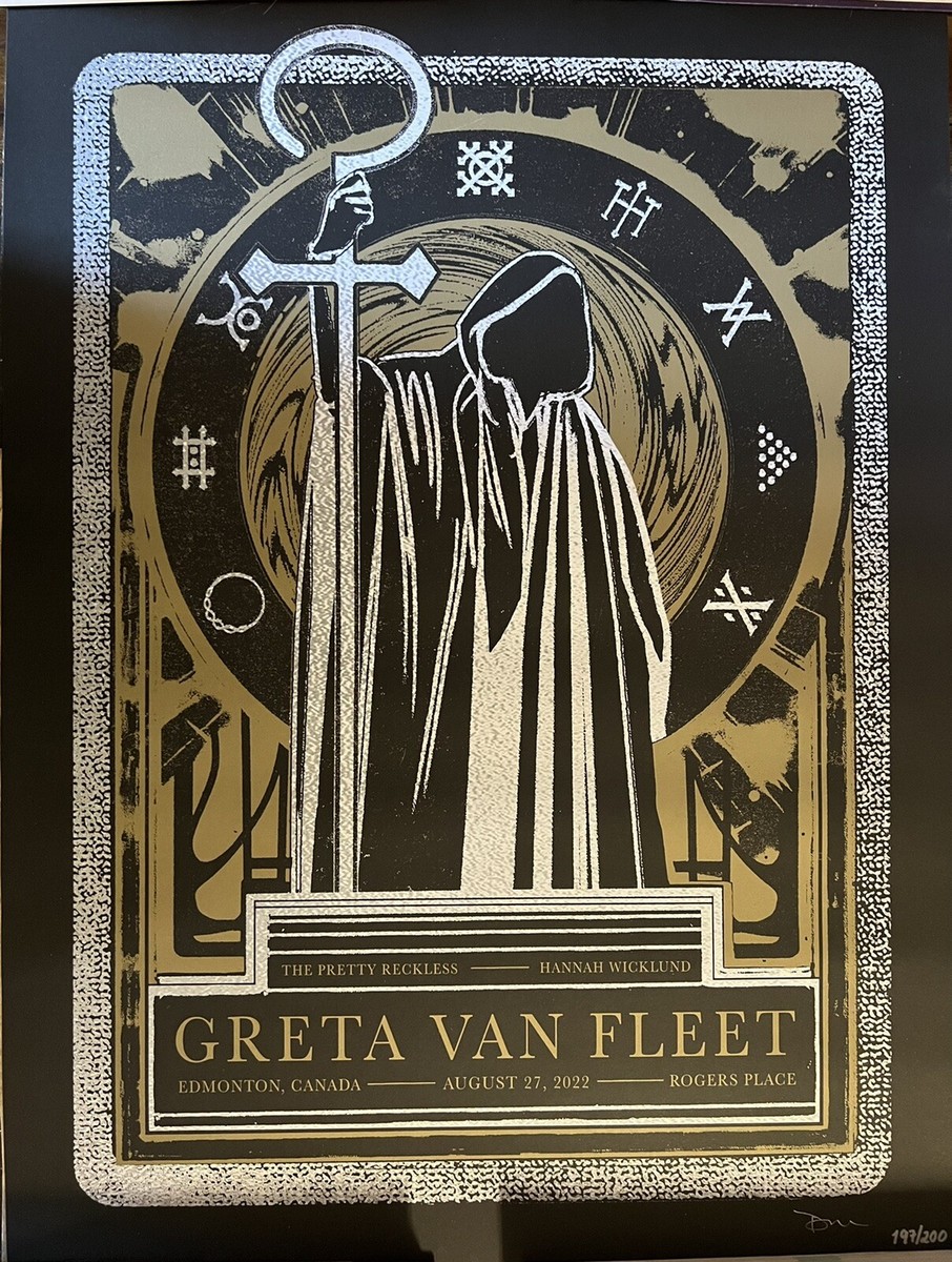 GRETA VAN FLEET VERY RARE AUTOGRAPHED CONCERT POSTER EDMONTON 2022