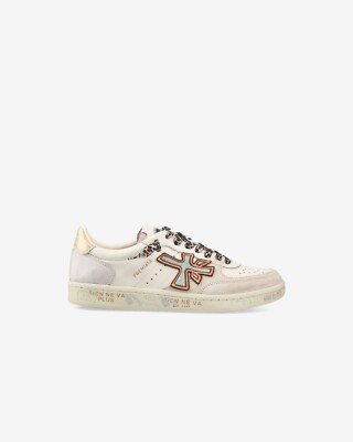 Sneakers PREMIATA Woman IN Suede Beige And Details Animal Art. Basket Clayd
