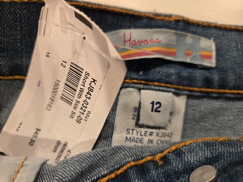 GIRLS VINTAGE HAVANA DENIM JEAN SHORTS SIDE SLITS SIZE 12 NWT - Picture 3 of 4