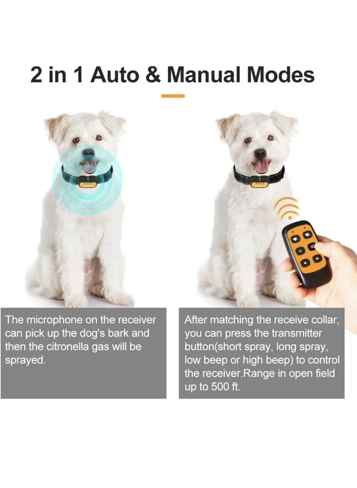 Anti Bark Dog Collar With Remote, Training Collar 2 In 1 , Spray Citronella - image 2 of 4