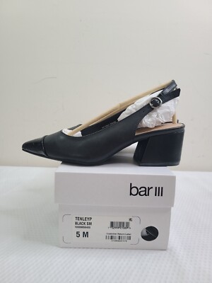 BAR III Women's Black Tenley Pointed Toe Block Heel Slingback Size: 5M