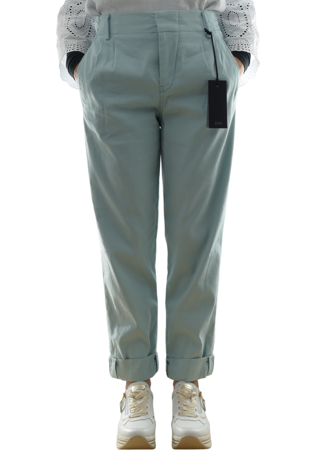 Drykorn Dispatch Ladies 7/8 Pleat Front Trousers W26 L34 26/34 Blue Low Waist
