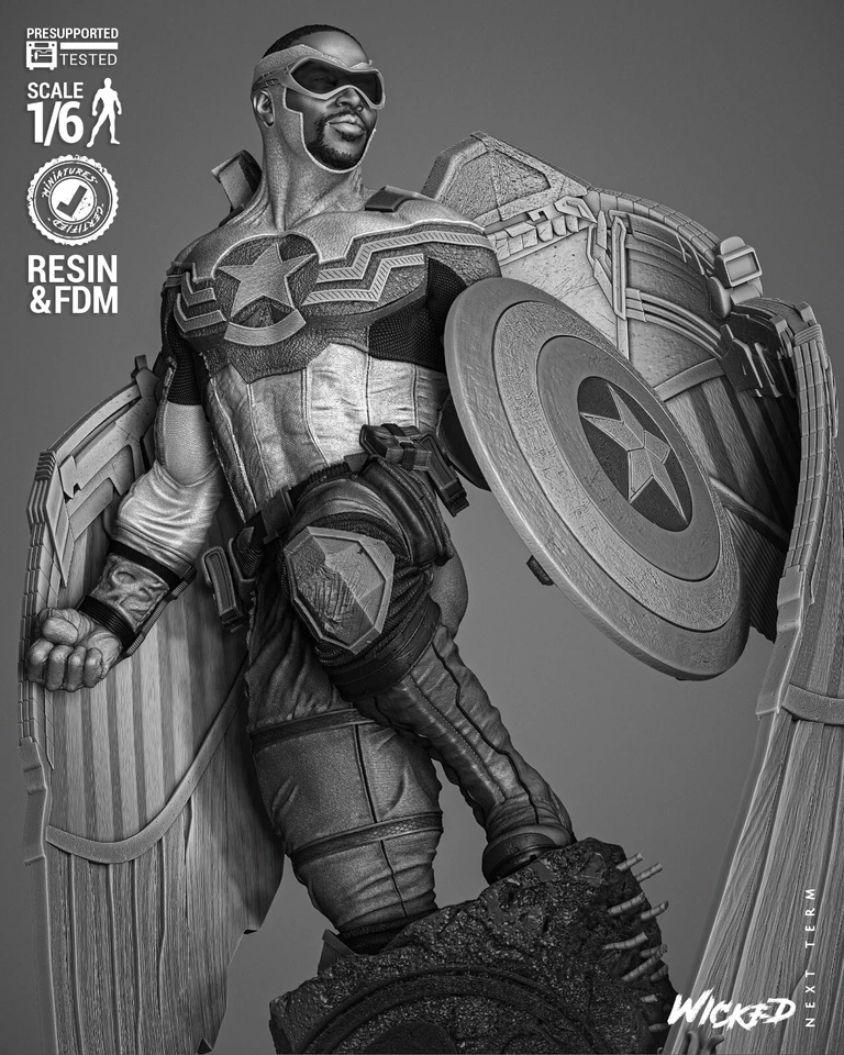 Impreso en 3D 16K MARVEL Abanico Hecho MALVADO - Escultura Halcón Hasta 350mm Foto 4 de 4