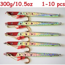 1 to 10 Pieces 300g /10.5oz Red/Silver Vertical Speed Butterfly Saltwater Lures