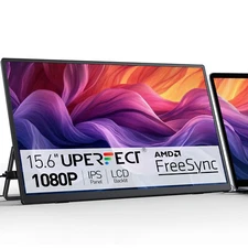 UPERFECT Portable Monitor 15.6-inch 60Hz 1080P w/VESA & Stand 180° Adjustable 