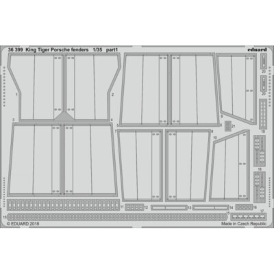 MW22 EDUARD 36399 KING TIGER PORSCHE FENDERS  1/35 PE SET for MENG
