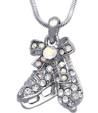 Clear Crystal Ice Figure Skating Shoes Skate Pendant Necklace Jewelry n2026a