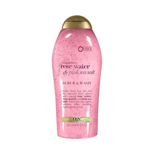 OGX Sensitive + Pink Meersalz & Rosenwasser Körperpeeling 19,5oz - Sulfatfrei, Gent