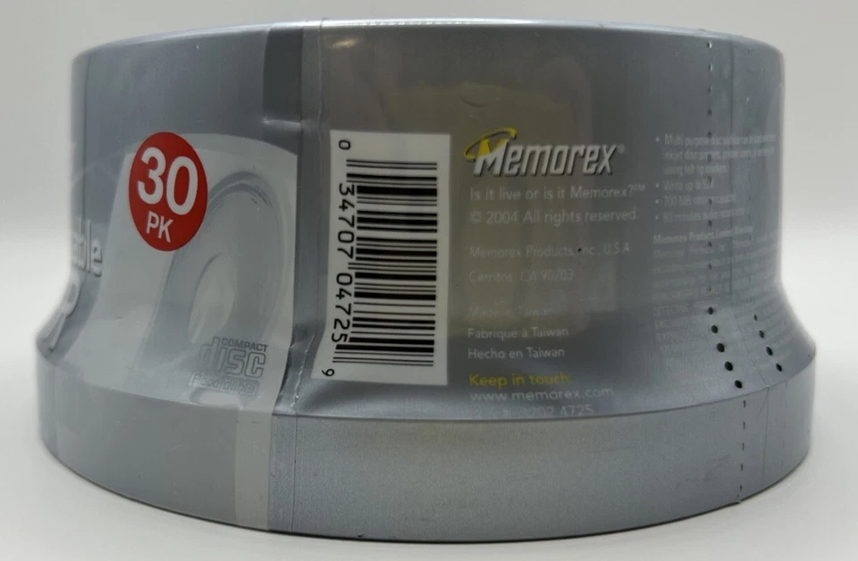 Memorex Printable CDR 700mb 80min 52x Factory Sealed Data Storage 30 Count New - Image 2 of 4