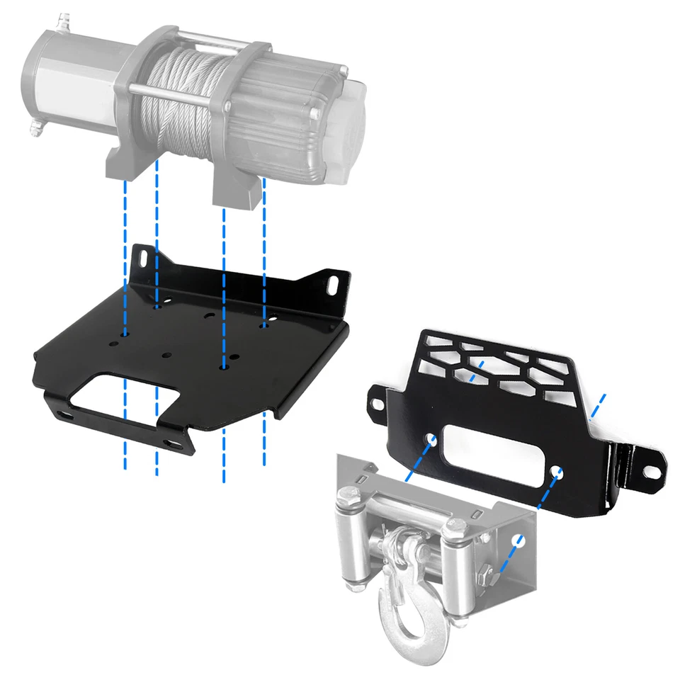 UTV Winch Mount Plate Bracket Fit Polaris RZR 4 900 1000 XP Turbo & General 1000 - Image 3 of 4