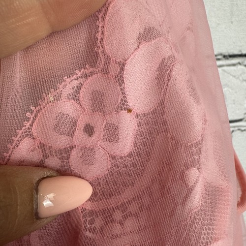 VTG Vanity Fair Nightgown Sheer Chiffon Nylon Lace Pink Glamour Lined Size 38/L - Picture 6 of 10