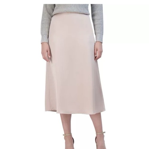 French Connections Women's Satin Skirt Beige Plus Size X-Large