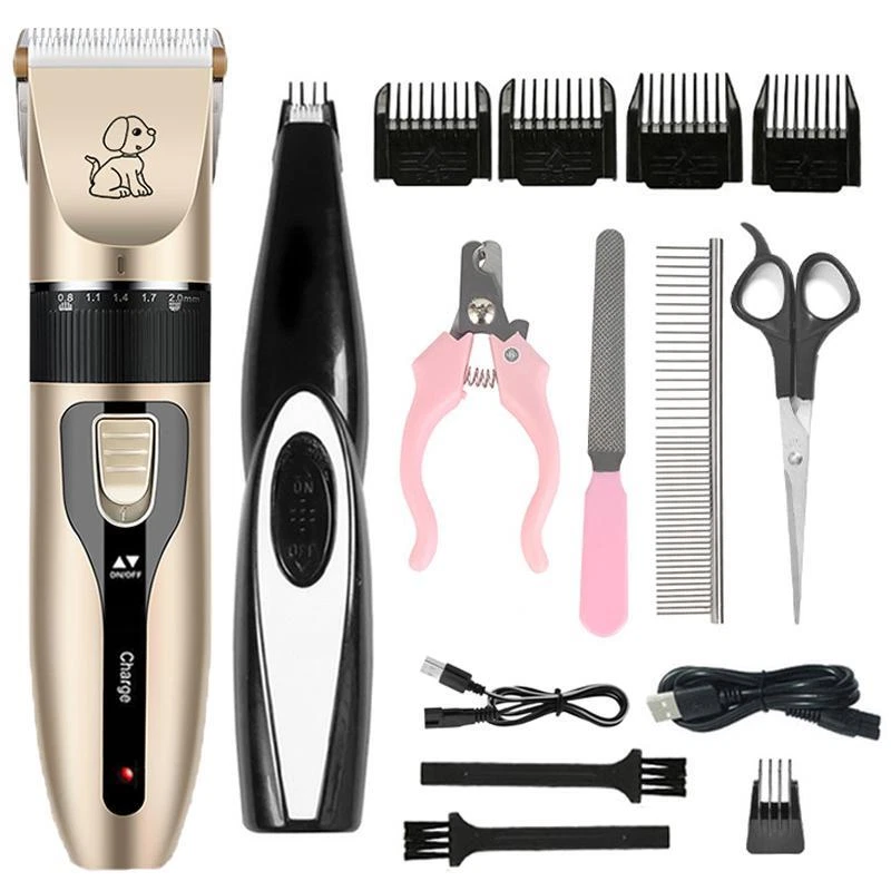 Rechargeable Pet Grooming Kit - Electric Hair Trimmer for Dogs & Cats