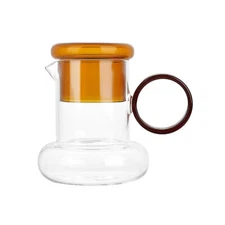 Elle Decor Amber Ring Pitcher Set, Carafe and Water Drinking Glass Lid 2Pc Set