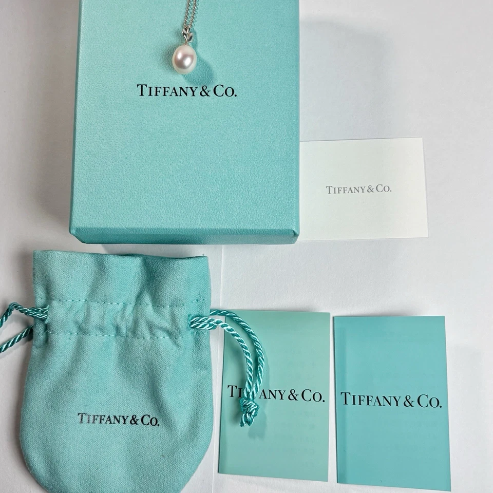 Tiffany & Co Hoja de Olivo Perla Collar Colgante Paloma Picasso Caja Bolsa Foto 3 de 4