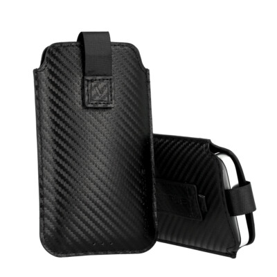 FÜR LG K51S - POUCH CARBON Vennus Slim Case Beutel Tasche Hülle SCHWARZ 