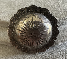 Vintage Sterling Silver Round Etched Belt Buckle Slide Mexico