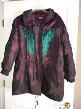 Vintage 1985 Izzi Iridescent Puffy Long Coat Women's Size M