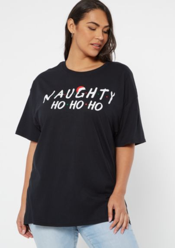 Graphic Christmas Tee Shirt Black 