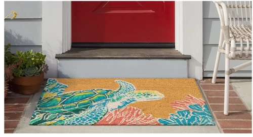 Liora Manne Frontporch Beach Trip Indoor/Outdoor Rug Sea Turtle Ocean 24"X36" - Picture 2 of 5