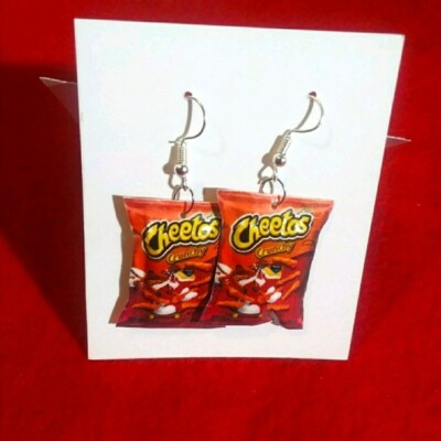 Custom Handmade Cosplay Anime Manga Delicious Crunch Cheese Potato Chip Earrings