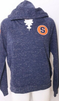 NEW Syracuse Orange SU LS Pocket Pullover Shirt Lace up Blue Hoodie Women's M
