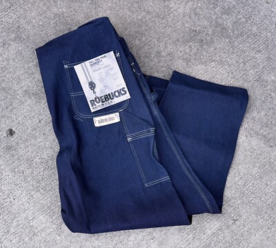 Vintage Sears Roebucks Bib Overalls 42x32 Dark Denim Utility Cargo Deadstock New