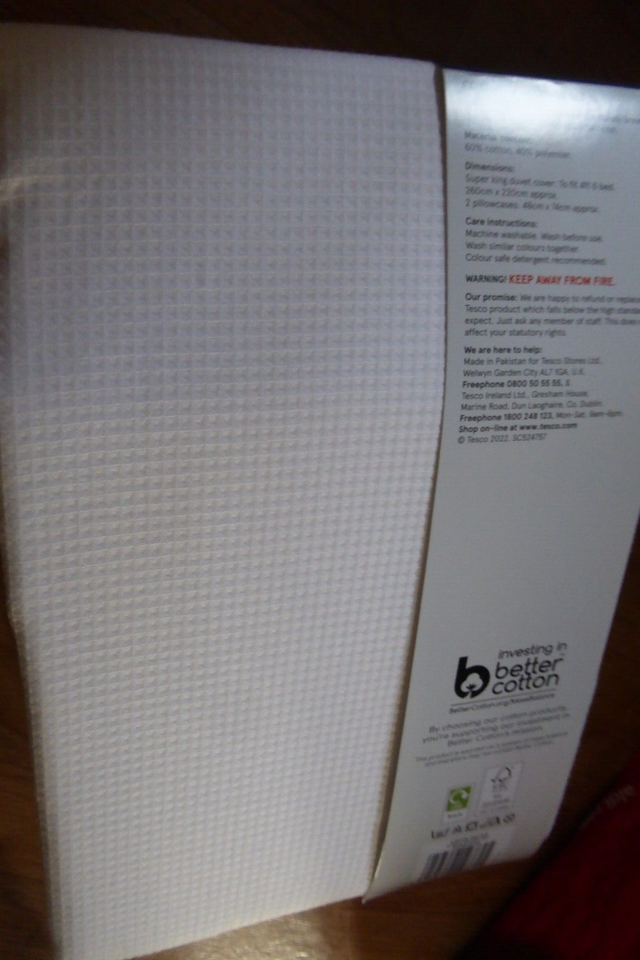 WHITE WAFFLE SUPER KING Size Duvet Cover & Pillowcase Set BEDDING 60