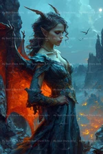 SUCCUBUS LILITH EVIL WOMAN ART PRINT, Tiefling Poster, Dark Allure Artwork D062