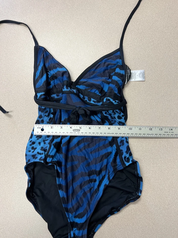 black Blue gathered sides CARMEN MARC VALVO one piece swim suit size 6 279 - Image 3 of 4