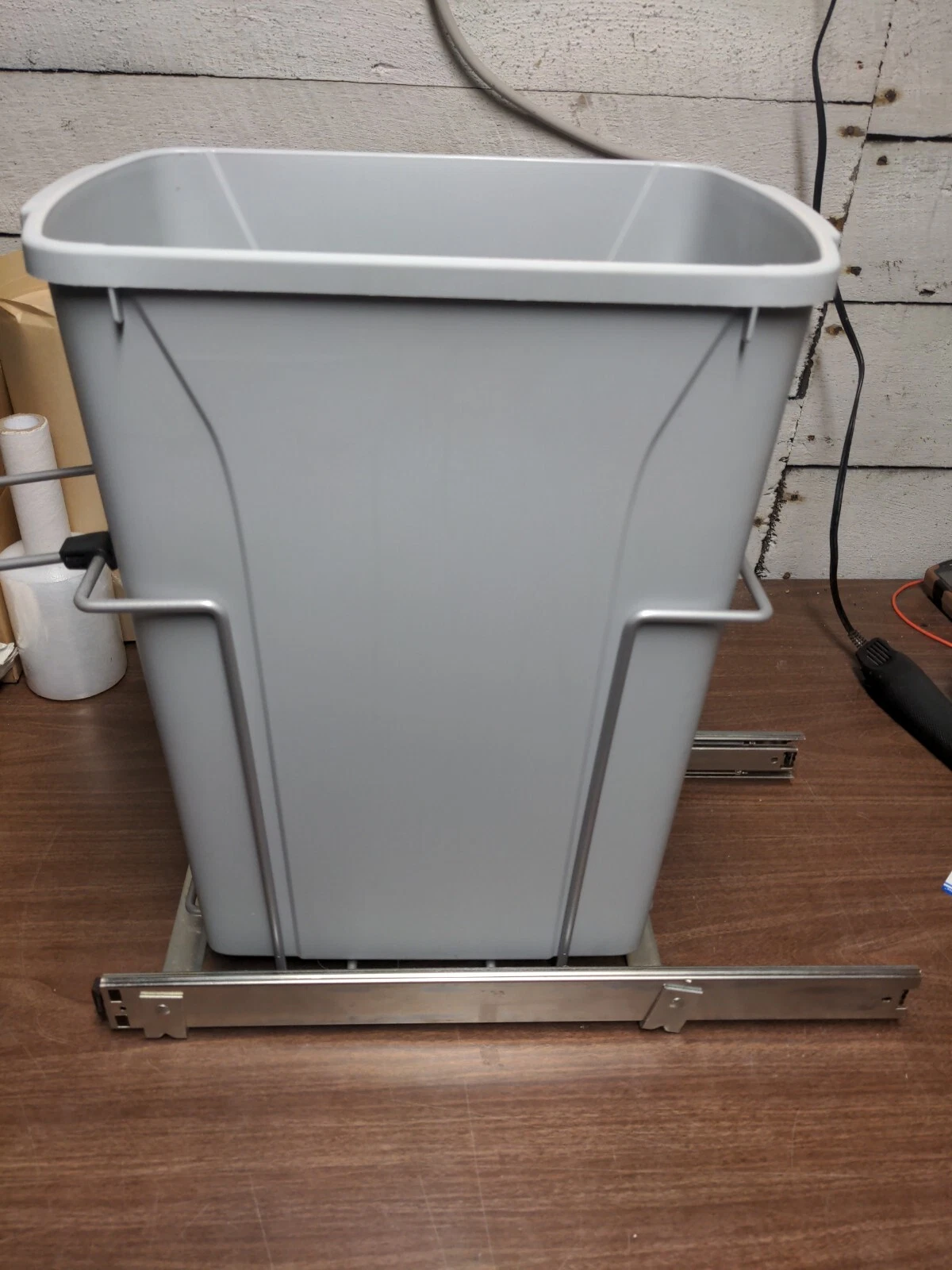 Slide-out Pull-Out Gray Waste Trash Can Kitchen Cabinet Organizer telescopic