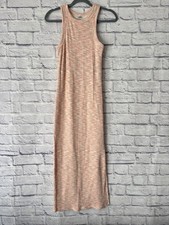 Old Navy Bodycon Maxi Dress S Heather Peach Side Slit Comfy Chest Lined