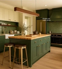 LED Wooden Linear Pendant Light-Kitchen Island Light-Handmade Commercial Light