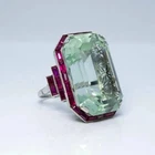 7Ct Vintage Art Deco Style Lab Created Aquamarine Wedding 14K White Gold FN Ring