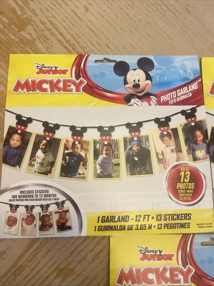 3 упаковки Disney Junior Mickey фото Garland 12 футов 13 наклейки новый запечатанный - Изображение 3 из 4