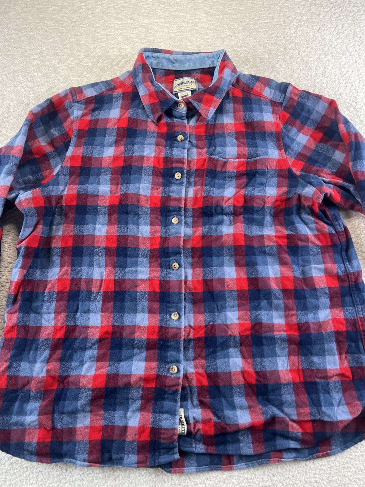 Pendleton Wool Flannel Plaid Button-Up Shirt Ches… - image 2