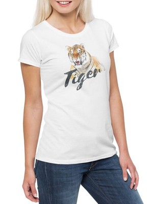 Tiger Damen T-Shirt S Sale Tigers Tattoo Asia White Animal Wildlife Africa