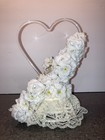 New Vintage Glass Heart with Lace Wedding Cake Topper - 1988
