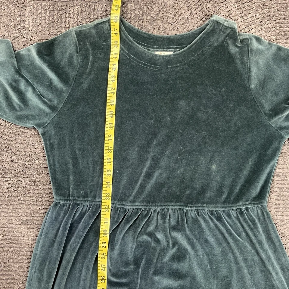 L.L. Vestido midi de terciopelo verde manga larga Bean para mujer talla mediana vintage retro Foto 4 de 4