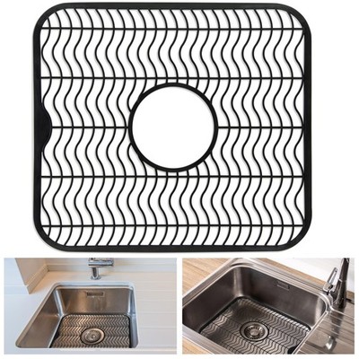 DecorRack Black Sink Protectors for Kitchen, Plastic 12'' x 11'' 1 Pack,