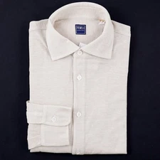 Fedeli Slim-Fit 'Jason' Lightweight Pique Knit Linen-Cotton Shirt XL (Eu 54) NWT