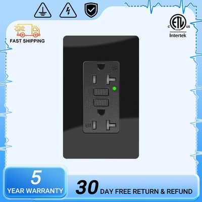 #ad 20AMP GFCI Outlet Receptacle Tamper Resistant ETL Listed Black GFI TR WR GFCI $9.96