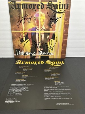 BAND SIGNED ARMORED SAINT - DELIRIOUS NOMAD 2022 METAL BLADE RI LP MARBLED VINYL